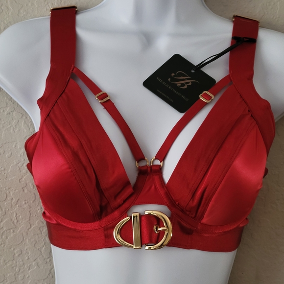 Honey Birdette Red Bra with Gold Accents - Picture 6 of 10